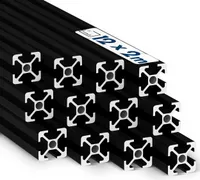 Alu Profil 12 Stück 20x20mm 2m System-, Montage-, Konstruktionsprofil Nut 6 schwarz