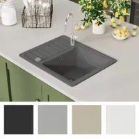 vidaXL Granitový drez Single Bowl Grey