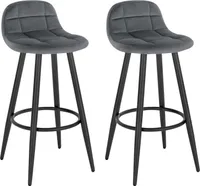 WOLTU 2er Set Barhocker, Barstuhl, gepolsterter Küchenhocker, mit Samtbezug, Rückenlehne und Fußstütze, Design Hocker, Tresenhocker, Thekenhocker, Sitzhöhe 70 cm, Dunkelgrau