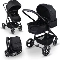 Kinderwagen 2 en 1 Mobiclinic Kids Babywanne 2 in 1 Nuit Ultrakompakt 5-Punkt-Gurtsystem 22 kg, Motorhaube Korb Fußbremse Wendbar (Schwarz)