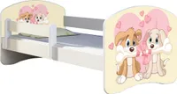 ACMA Jugendbett Kinderbett Junior-Bett Komplett-Set mit Matratze Lattenrost und Rausfallschutz Weiß 12 Welpen 140x70