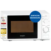 Exquisit Mikrowelle 20L, 700 Watt, 25,5cm Drehteller, 5 Leistungsstufen, Timer, Auftaufunktion, 2 Drehregler, MW 802 weiss