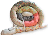 Bettschlange/Bettschnecke XXL (Motiv Lachgesichter) **Länge 250cm** Nestchenschlange**personalisiert
