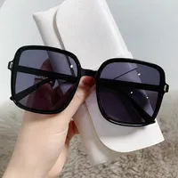Rechteckige Sonnenbrille für Damen Retro Übergröße Sonnenbrille Damen Herren Groß Brille