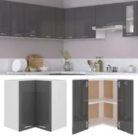 vidaXL Narożna szafka ścienna wysoki połysk szara 57x57x60 cm materiał drewnopochodny