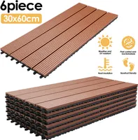TolleTour WPC terasové dlaždice 6ks Drevené dlaždice Balkónové dlaždice Kliknite na dlaždice Plastové podlahové dlaždice Plug-in Tiles Brown