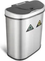 Rijoka Sensor Mülleimer 70L - mit 2x 35L Fächern - Edelstahl - Mülltrennung – Soft Close – Fingerabdruck frei – Modern Design