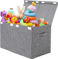 Große Spielzeugkiste mit Deckel, Körbe für Kinder, Jungen, Mädchen, Kinderzimmer, Spielzimmer, 63,5 x 33 x 40,6 cm