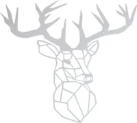 Hansmeier® Wanddeko aus Metall | 42 x 47 cm Silber | Wasserfest | Für Außen, Innen, Balkon & Garten | Metalldeko Hirsch Geweih | Deko Industrial | Motiv Hirschkopf