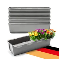BigDean 6er Set Paletten Blumenkästen - Einsatz - mit Hängesystem zum Einhängen - 37cm Beton-grau - Pflanzkasten für Europalette Balkonkasten