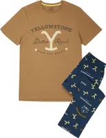 Yellowstone - Schlafanzug für Herren NS7617 (S) (Marineblau/Braun)