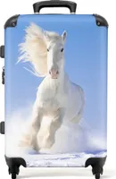 NoBoringSuitcases.com® Veľký kufor - Horse - White - Snow - Kids - Combination Lock TSA - Hard Shell Trolley 4 Wheels - 72 litrov - Cestovný kufor - 66 cmKufr Medium 67x43x25 cm, 72L,