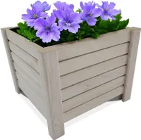 Pflanzkübel Quadratisch 38 x 38 x 30 cm (B x T x H) - Holz Blumentopf - Weiß - Pflanzkasten - Natürlicher Übertopf - Pflanztopf - Blumenkasten Balkon & Garten