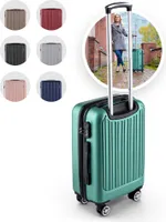 Easy Move ABS Hartschalenkoffer - Trolley Koffer mit 360° Rädern, Zahlen-Schloss - Reisekoffer, Hartschalenkoffer, Luggage (Silver Green, 54cm)