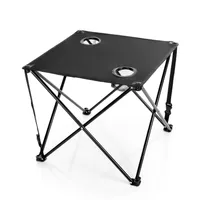 BigDean Campingtisch faltbar mit 2 Getränkehaltern Schwarz belastbar bis 30 kg – tragbarer & ultraleichter Tisch ideal für Camping, Garten, Festival