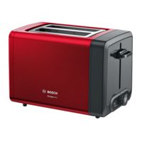 Bosch TAT4P424DE DesignLine Rot-Schwarz Elektro-Klein, Toaster, 2 kurze Schlitze