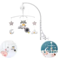 Baby Bettglocke, Babybett Mobiles, Rasseln, Baby Musik Mobile, Rotierende Nachtglocke, Lernspielzeug für Neugeborene, 49x 42cm (Waschbär)