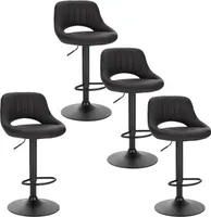 EUGAD 4er-Set Barhocker drehbar, höhenverstellbar, aus Kunstleder, Anthrazit