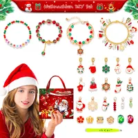 Mädchen-Schmuck-Adventskalender mit Anhängern und Armbändern Teenager-Kinder-Schmuck-Bastelset Weihnachtsgeschenke 22 DIY-Mädchen-Anhänger 2 Armbänder