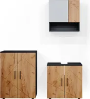 Vicco Badmöbel-Set Irma, 3 Teile, mit Unterschrank 60 cm, Anthrazit/Eiche