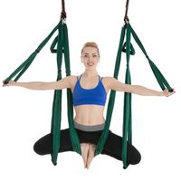 Aerial Yoga Schaukel Yoga Hängematte Set, Trapez Sling für Home Gym Anti-Schwerkraft Inversion Pilate Fitness, Dunkelgrün
