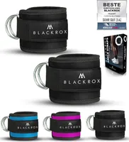BLACKROX Fußschlaufe Kabelzug - Vergleichssieger - Ankle Straps 2er Set - Training - Sport Gewichtsmanschette Damen & Herren Fitness Training, Schwarz