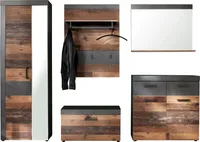trendteam Garderobe 5-teilige Kombination Indy Graphit Grau Matera NB/Old Wood NB 265 x 192 x 37 cm