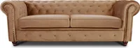 Sofa Chesterfield Asti 3-Sitzer, Couchgarnitur 3-er, Sofagarnitur, Couch mit Holzfüße, Polstersofa - Glamour Design, Velours (Beige (Velvet 28))