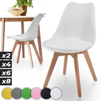 MIADOMODO® Esszimmerstühle 2er 4er 6er 8er Set - Gepolstert mit Sitzkissen, aus Kunststoff & Massivholz, Farbwahl - Küchenstuhl, Stühle (2er, Weiß)