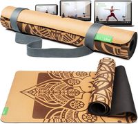 BACKLAxx® Kork Yogamatte mit Naturkautschuk inkl. Mattengurt - Nachhaltige Sportmatte (Fitnessmatte) rutschfest schadstofffrei mit Anti-Rutsch-Zonen