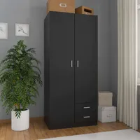 Design Kleiderschrank Schwarz 80x52x180 cm Holzwerkstoff, Kleiderschränke 2024 Neu