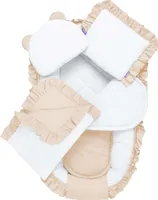 JUKKI® Baby Nestchen ✨ 5tlg BAUMWOLLE SET für Neugeborene [Pastel Pink] 2seitig 100x55cm Babynest + Matratze + Decke + 2xKissen