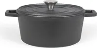 LIVOO Bräter Gusseisen rund Gänsebräter Bratentopf Kochtopf schwarz 24cm MEP139