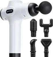 SPORTINATOR Massagepistole Set, 6 Aufsätze, kabellos, 30 Geschwindigkeiten, LCD-Touchscreen, Akku 1-2 Std, inkl. Tragetasche & Ladekabel weiß |STR-105