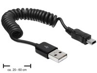 DELOCK USB Kabel A -> Mini-B St/St 0.20m-0.60m Spiral