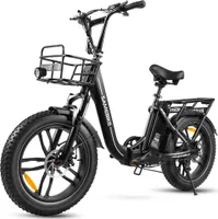 20*4.0inch Ladies LCD Fat Foldable E- Bike E-Mountainbike Electric Bike 13Ah 100Km SHIMANO 7 25km/h E Folding Bike with Basket, E-bike Folding Bikes for Men