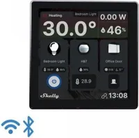 Shelly Wall Display Black | WiFi & Bluetooth Panel De Control Smart With Integrated De 5 A Switch And De Colour Display | Home Automation | iOS Android App | Sensors LUX