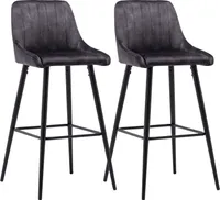 Barhocker 2ER Set Barstuhl Stoffbezug Samt Vintage Design Hocker Metallbeine, Farbe:Schwarz, Material:Samt Vintage