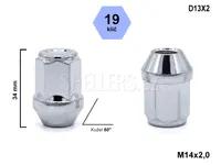 Kolová matice M14x2,0 kužel zavřená, klíč 19, D13X2 výška 34mm