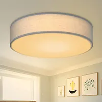 ZMH Deckenleuchte Schlafzimmer Deckenleuchte Rund 1 Glühbirne E27 Wohnzimmer Lampe Stoff Moderne Schlafzimmerlampe Grau Küchenlampe mit Stoff Schirm Flur Lampe für Wohnzimmer Küche Flur Durchmesser 30 cm