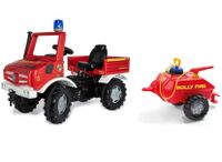 Roter Trettraktor rollyKid Case mit Anhänger Rolly Toys Tretauto Kinderfahrzeug 