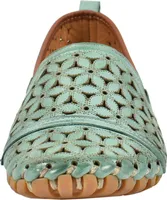 Gemini Damen Slipper Leder Mokassin floral Blumen Cutouts 031174-02, Größe:40 EU, Farbe:Mehrfarbig