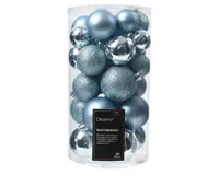 Weihnachtskugeln Kunststoff 4-6cm Mix 30er Set - Eisblau