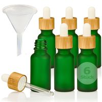 6 Pipettenflaschen 20ml grün matt mit Trichter hochwertige Dropper Flaschen leer Glasflaschen Tropfflasche mit Pipette für Parfüm E Liquid CBD DMSO ätherische Öle Aromatherapie Bachblüten