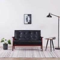 vidaXL Sofa 2-osobowa czarna imitacja skóry