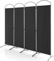 GOPLUS Klappbarer Raumteiler, 188 cm Sichtschutz mit Metallrahmen, Trennwand Sichtschutz für Wohnzimmer, Schlafzimmer, Büro (4-Teiliger, Schwarz)