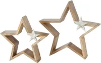 Stern Holz Dekoaufsteller Weihnachten Dekostern Mango Holz H 25-33 cm 2er Set