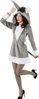 O9140-34-36 grau-weiß Damen Esel Kleid Pferde Kostüm Gr.34-36