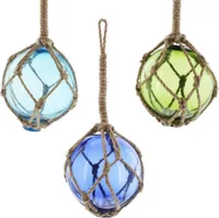 Glaskugel 'Netz', 3er Set Kugeln Hängedeko Glas Innen/Außendeko Gartendeko