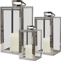 3er Set XXL Edelstahl Windlicht - Laternen Set 30/40/53cm